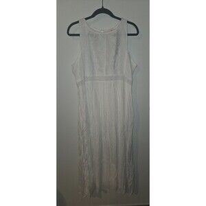 Kings Road Womens Sz XL White Eyelet Maxi Dress Summer Engagement Boho Cottage